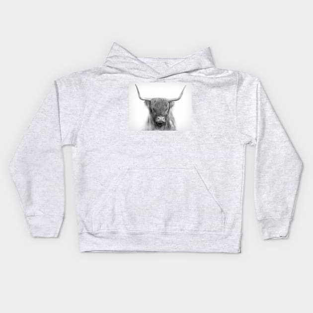 Scottish Highland Cattle Kids Hoodie by Jim Cumming